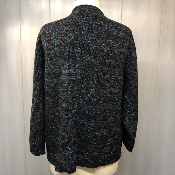 Evan Picone Women's Cardigan Sweater Size XL 1 Button Black Gray Blue Heather - Picture 4 of 12